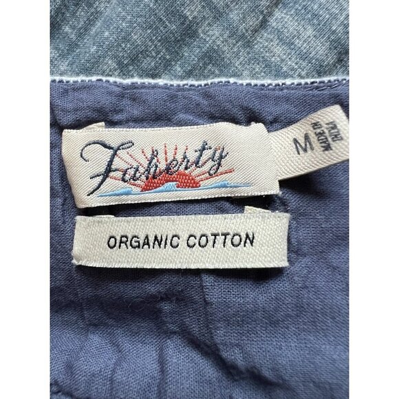 Faherty chambray sleeveless shift mini dress embroidered sz M boho preppy - Picture 4 of 9